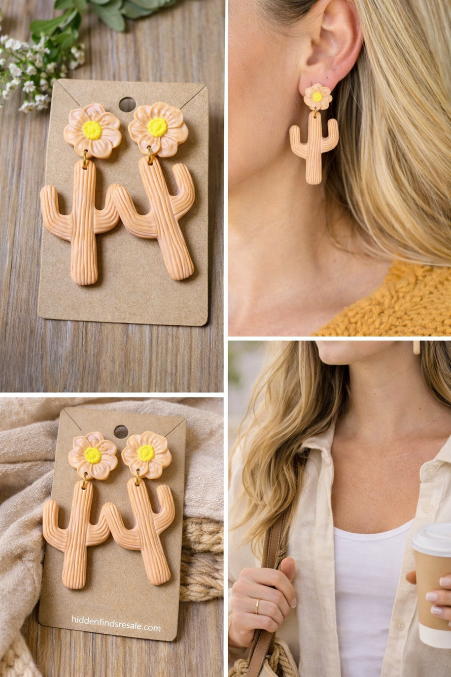 Floral Cactus Statement Earrings